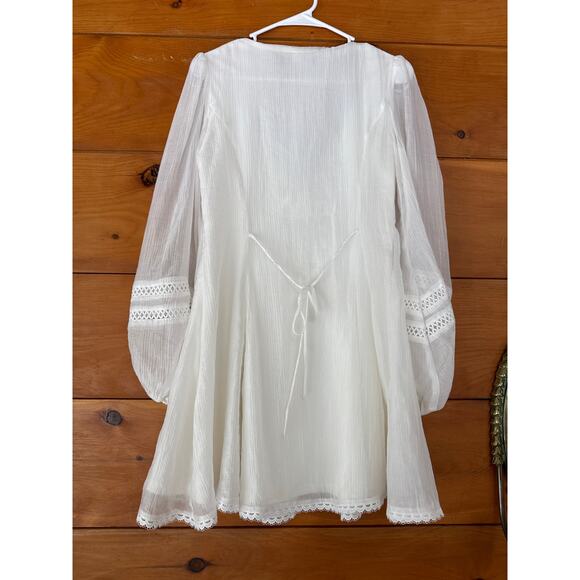 Lulus Strolling Sweetie White Crochet Button-Front Mini Dress Cocktail Bride S - Picture 7 of 8